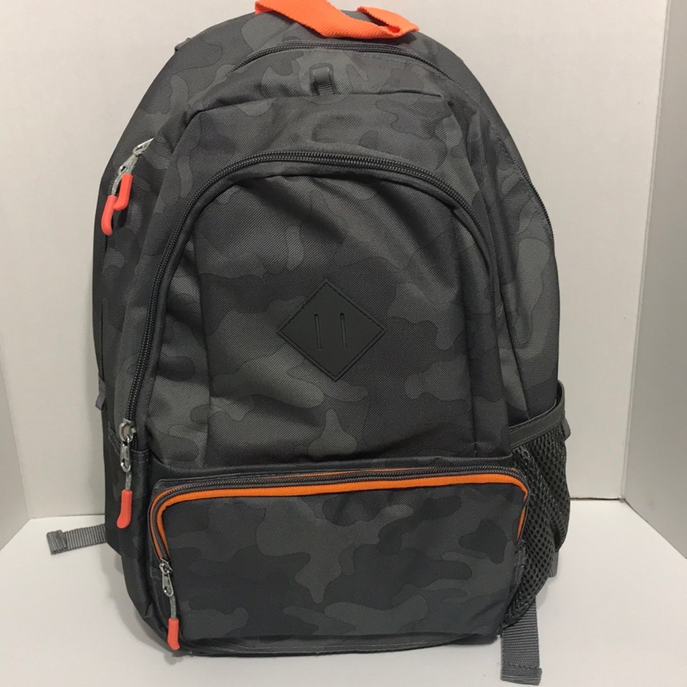 Cat and Jack grey camo backpack with orange